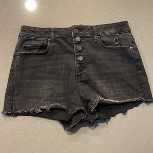Denim shorts.